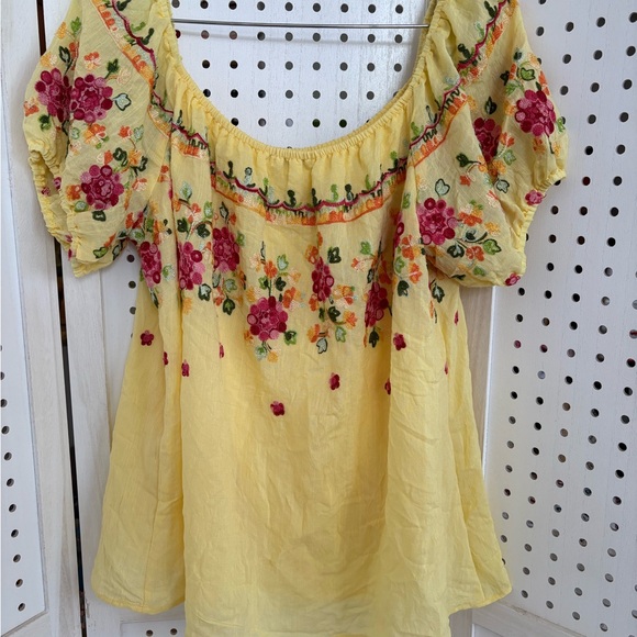 Chic Yellow Floral Embroidered Blouse - Picture 5 of 10